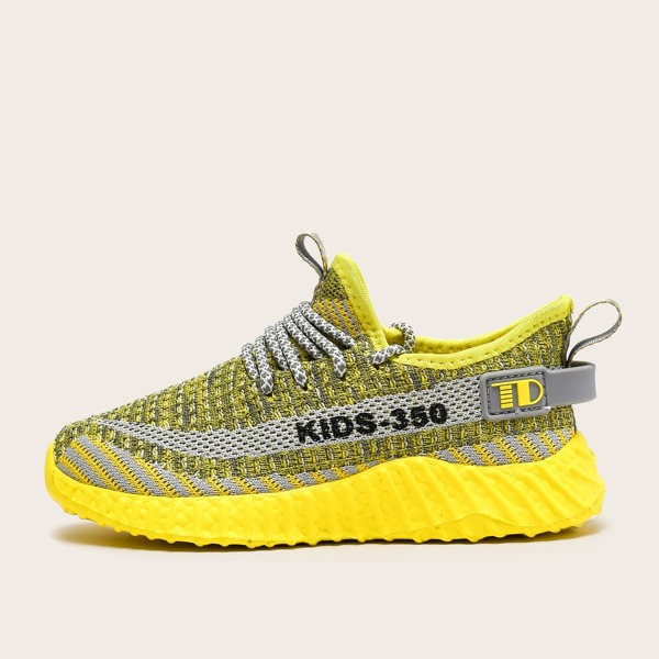 

Boys Letter Graphic Lace-up Decor Sneakers, Yellow