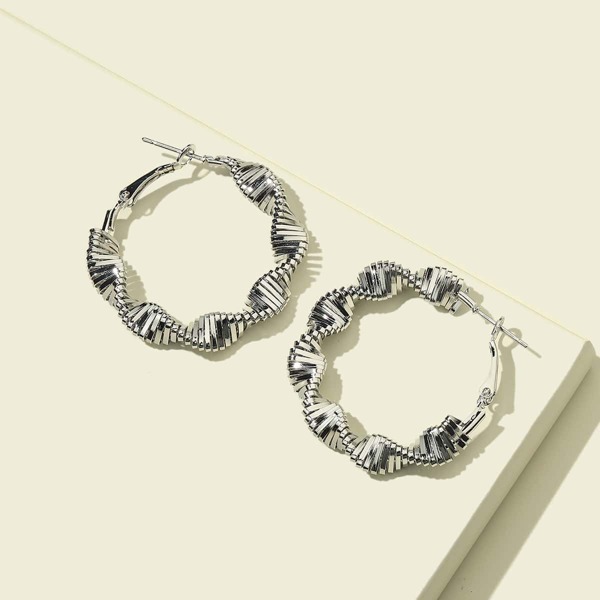 

Twist Hoop Earrings, Silver