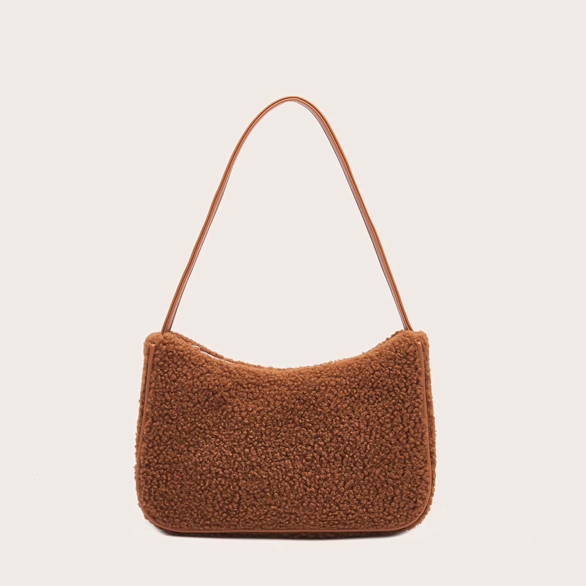 

Minimalist Fluffy Baguette Bag, Brown