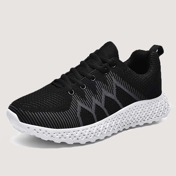 

Men Lace Up Front Knit Sneakers, Black