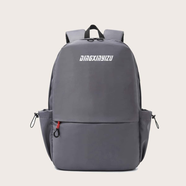 

Letter Graphic Large Capacity Backpack, Grey
