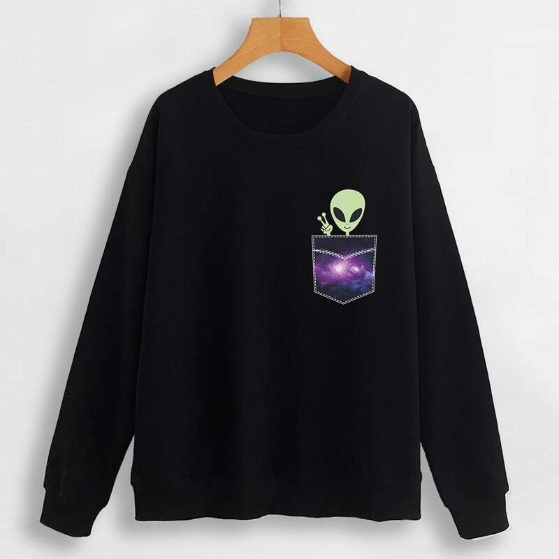 

Alien Graphic Sweatshirt, Black