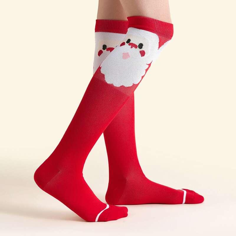 

Christmas Pattern Over Knee Length Socks, Multicolor
