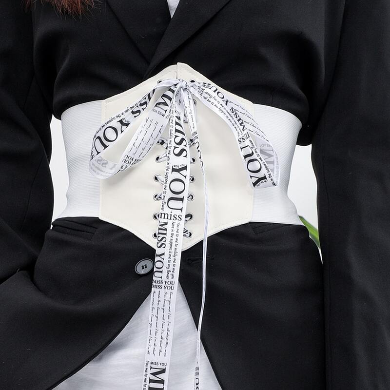 

Letter Graphic Lace Up Belt, Black