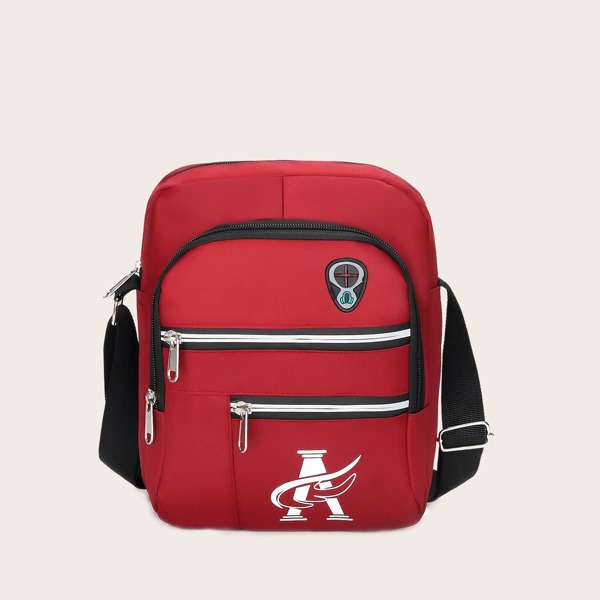 

Letter Graphic Crossbody Bag, Red