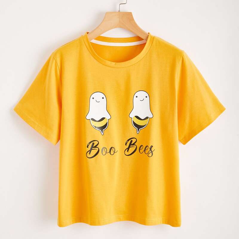 

Letter Cartoon Graphic Tee, Yellow