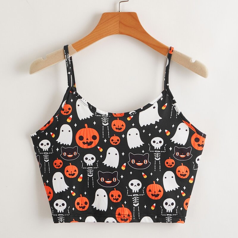 

Halloween Graphic All Over Print Crop Cami, Multicolor