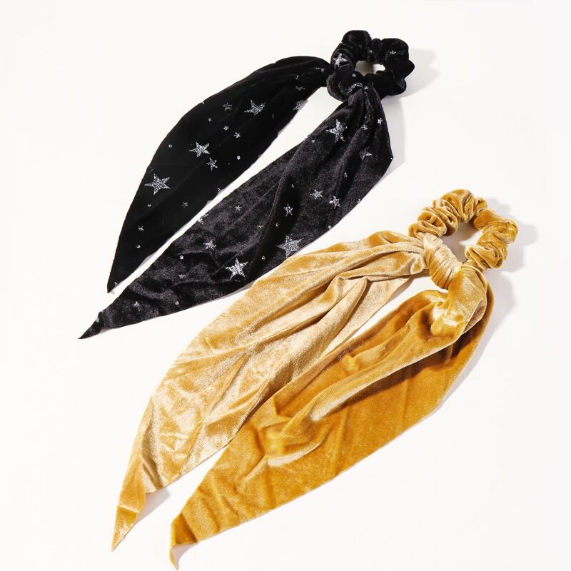 

2pcs Star Pattern Scrunchie Scarf, Multicolor