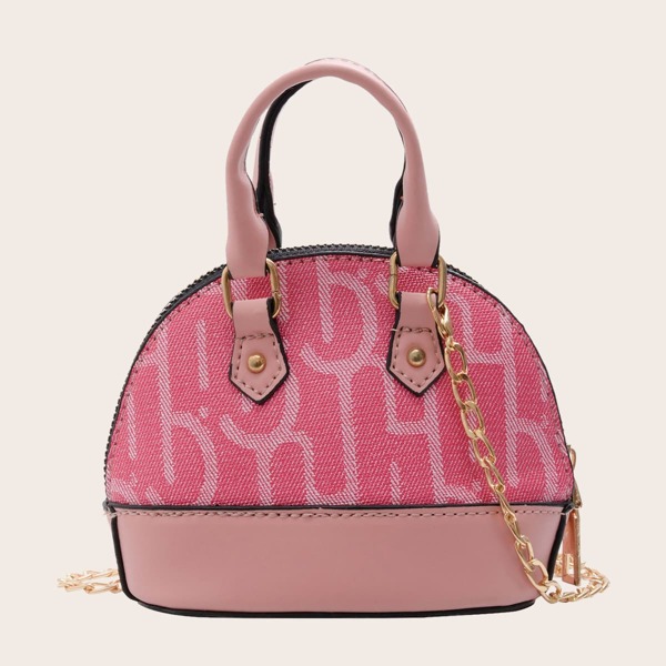 

Girls Graphic Chain Dome Bag, Pink