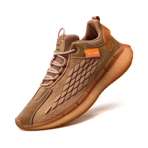 

Men Lace-up Front Fish Scale Chunky Sneakers, Brown