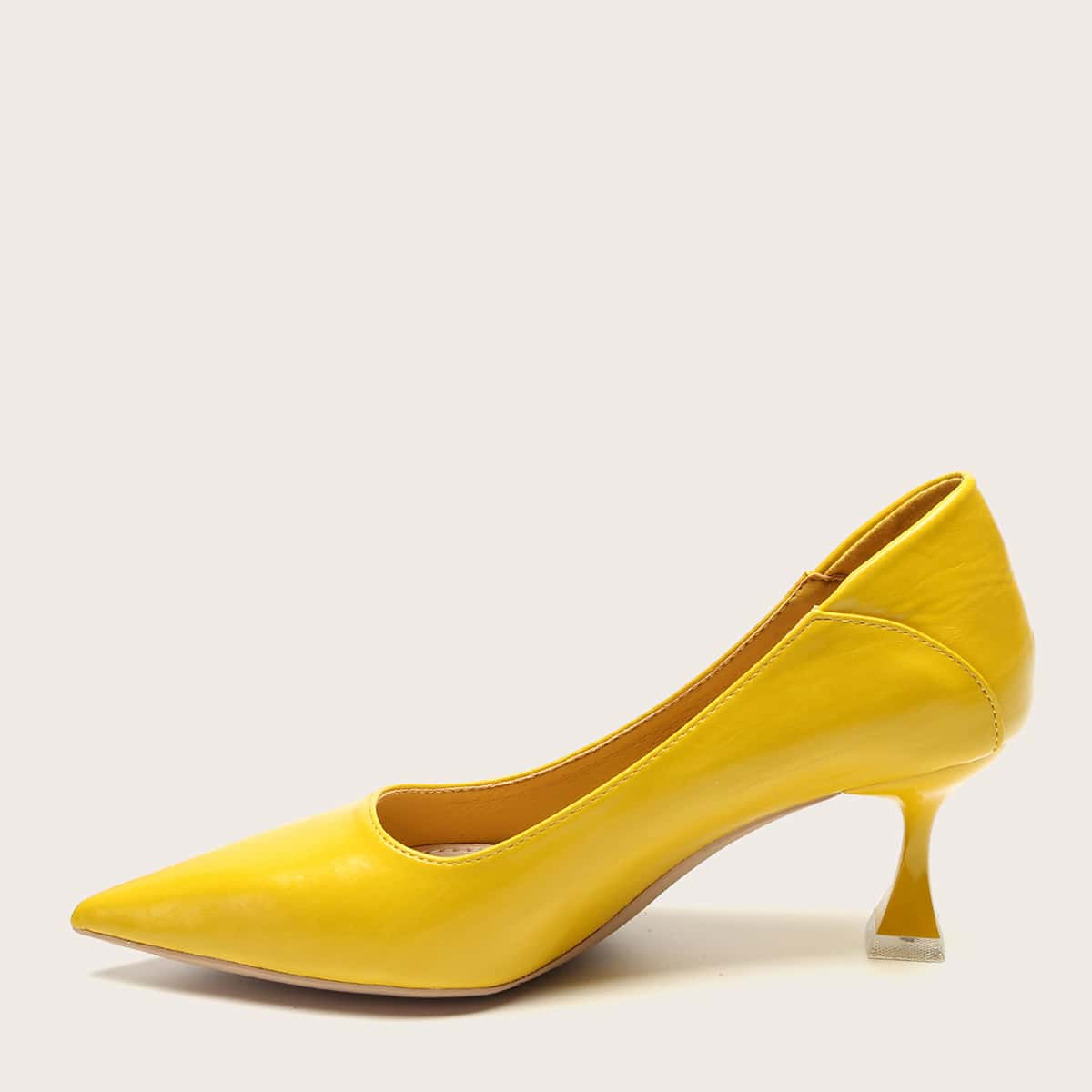 

Point Toe High Heeled Courts, Yellow