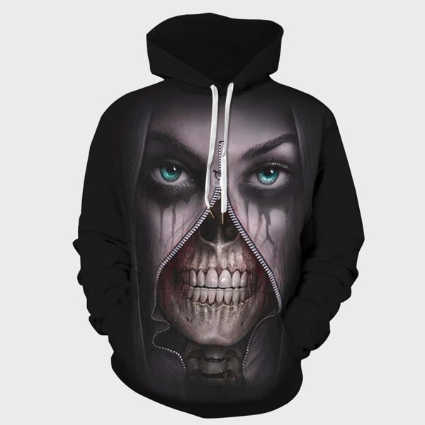 

Men Figure Graphic Drawstring Hoodie, Dark grey