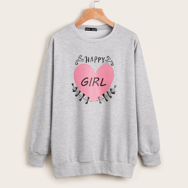 

Mixed Print Heather Gray Pullover, Light grey