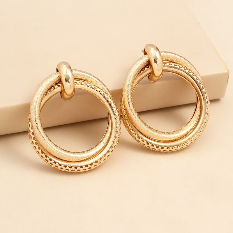 

Round Drop Earrings, Gold