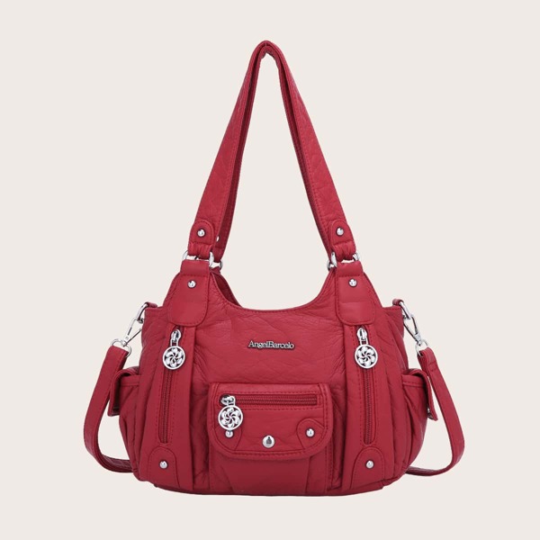 

Pocket Front Tote Bag, Red