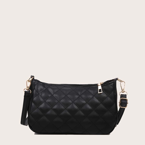 

Quilted Zip Up Crossbody Bag, Black