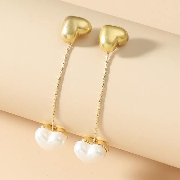 

Heart Drop Earrings, White