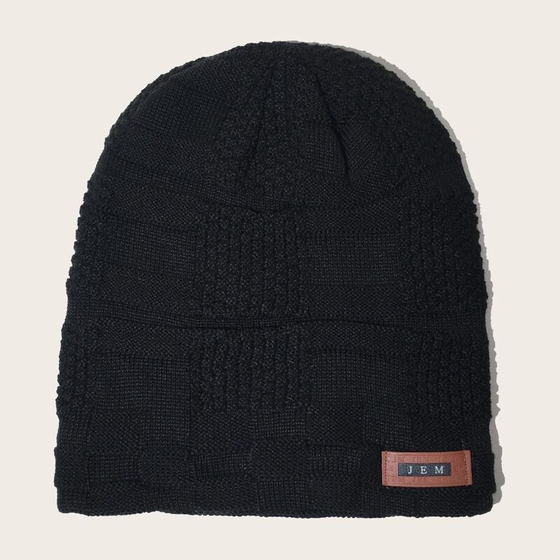 

Guys Letter Patch Beanie, Black
