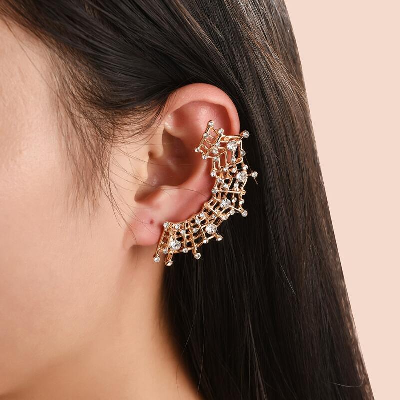 

Rhinestone Spider Web Ear Cuff, Gold