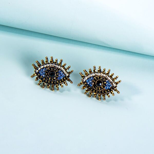 

Rhinestone Eye Stud Earrings, Blue
