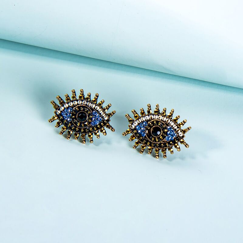 

Rhinestone Eye Stud Earrings, Blue