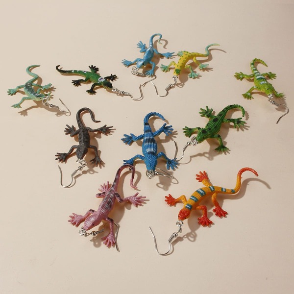 

5pairs Lizard Charm Drop Earrings, Multicolor