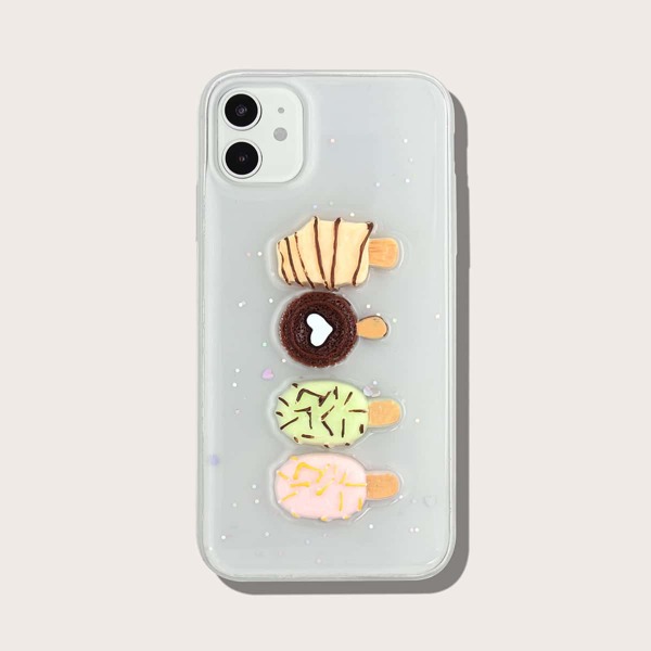

Прозрачный чехол для iPhone с 3D эскимо, Многоцветный