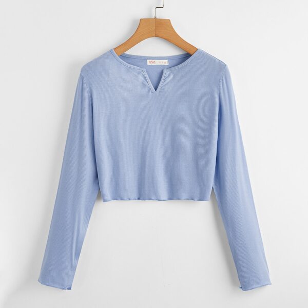 

Plus V-Bar Neck Crop Top, Blue pastel