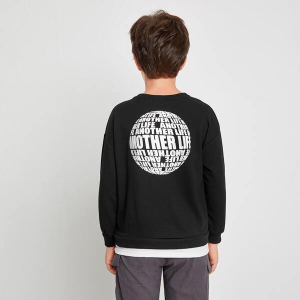 

Boys 2 In 1 Letter Graphic Drop Shoulder Sweatshirt, Black