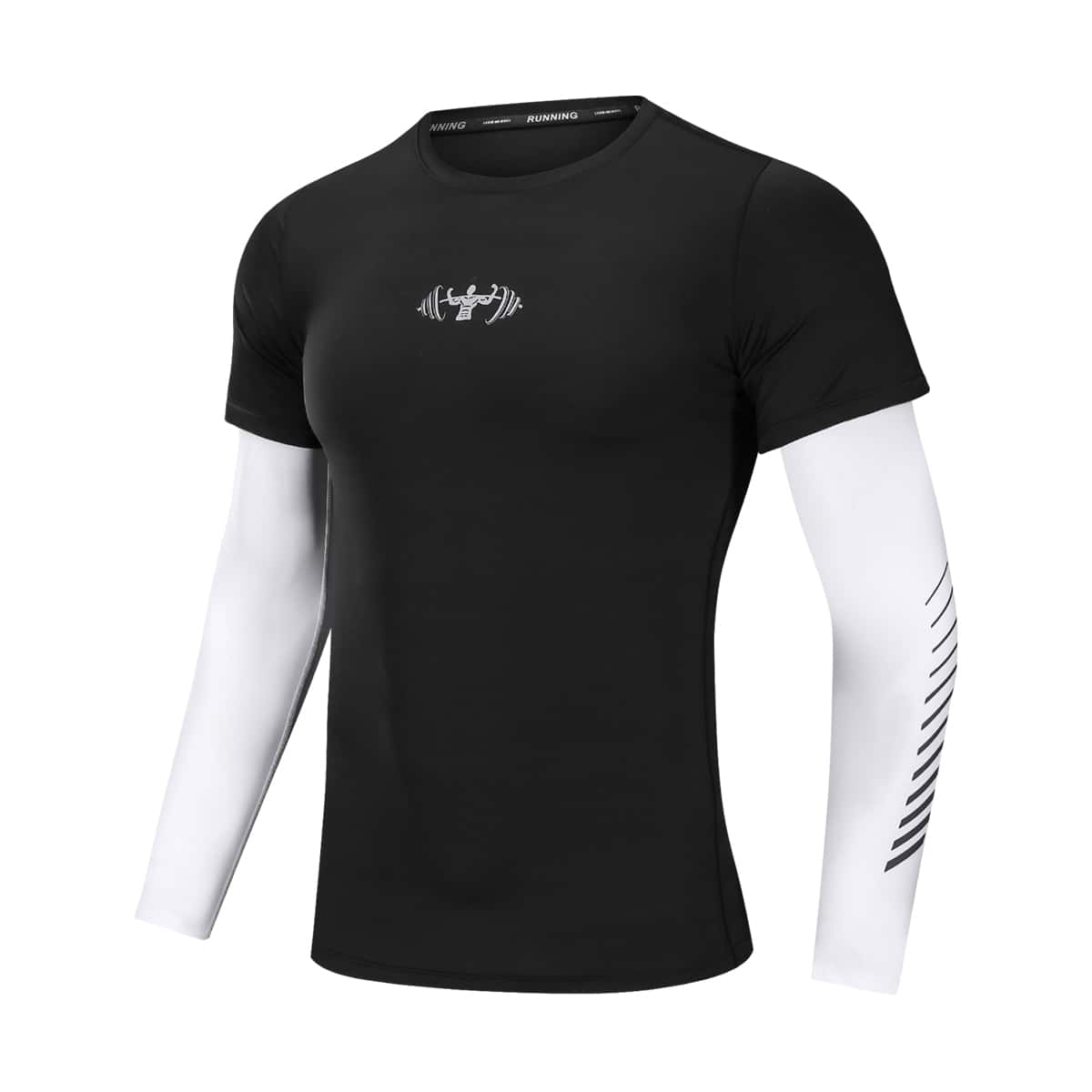 

Guys 2 In 1 Graphic Print Sports Tee, Black