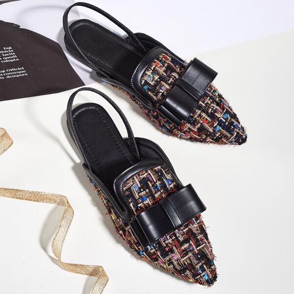 

Bow Decor Tweed Slingback Flats, Multicolor