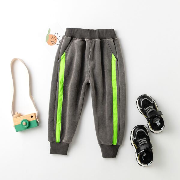 

Toddler Boys Contrast Tape Sweatpants, Dark grey
