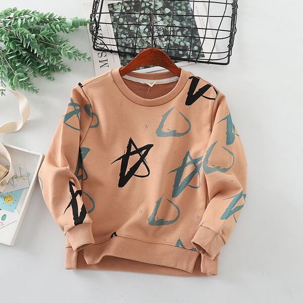 

Toddler Boys Geo Print Split Sweatshirt, Apricot
