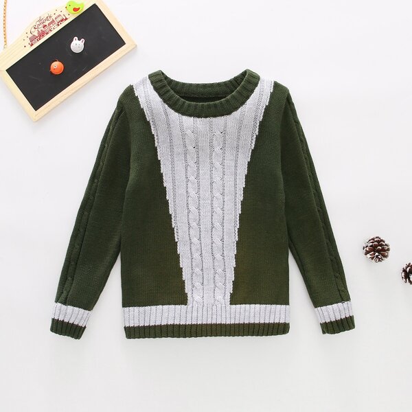 

Boys Two Tone Cable Knit Sweater, Multicolor