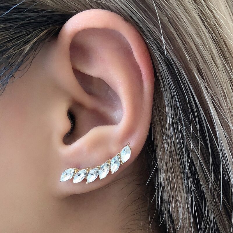 

Rhinestone Decor Earrings, Gold