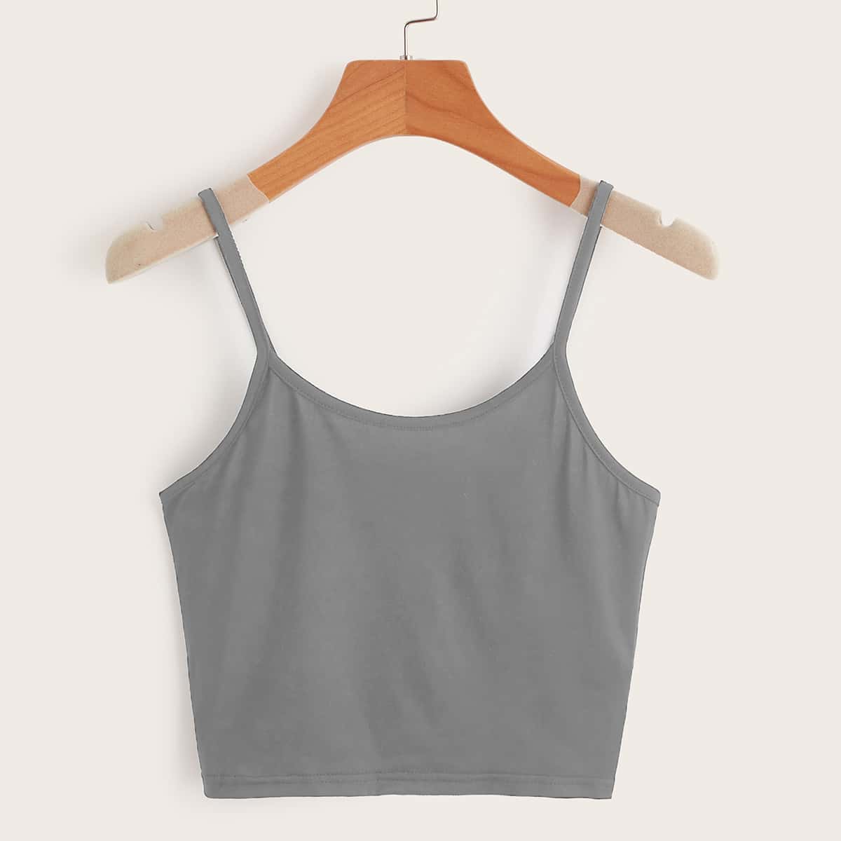 

Solid Crop Cami Top, Grey