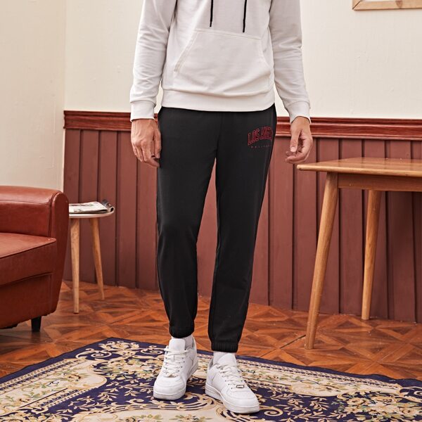 

Men Letter Graphic Sweatpants, Black