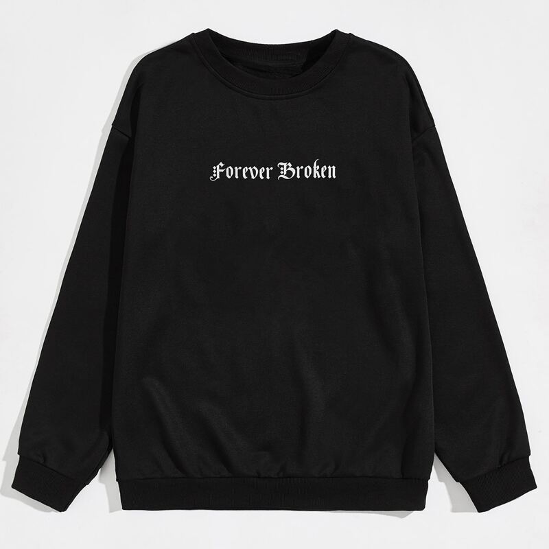 

Guys Floral & Letter Graphic Sweatshirt, Black