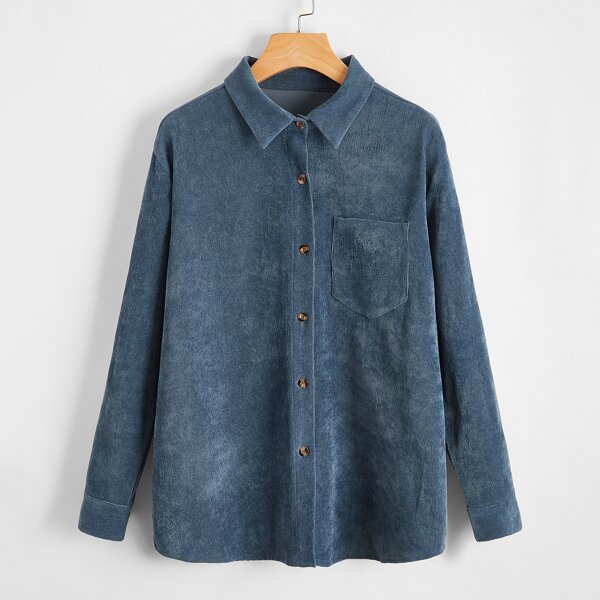 

Corduroy Pocket Patched Overshirt, Dusty blue