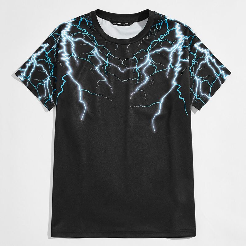 

Guys Lightning Print Tee, Black