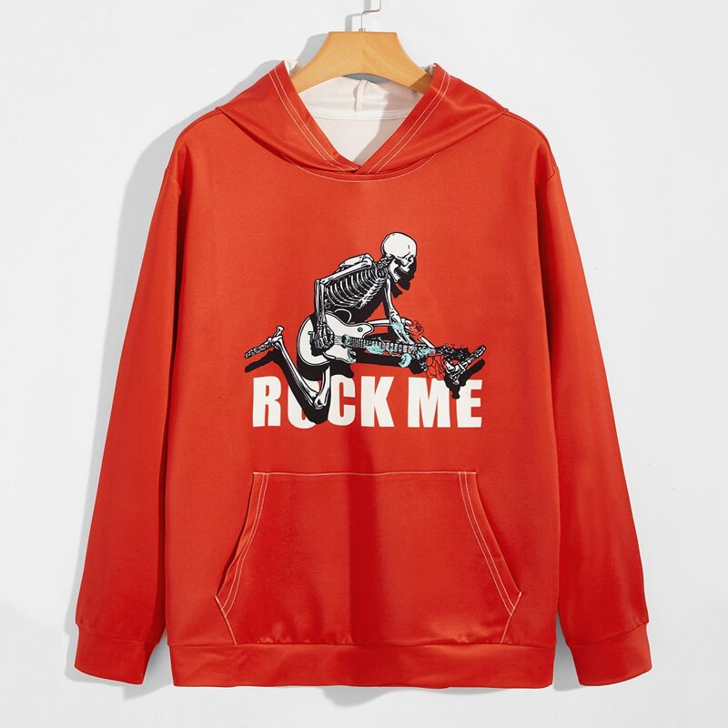 

Guys Skull & Letter Graphic Hoodie, Red