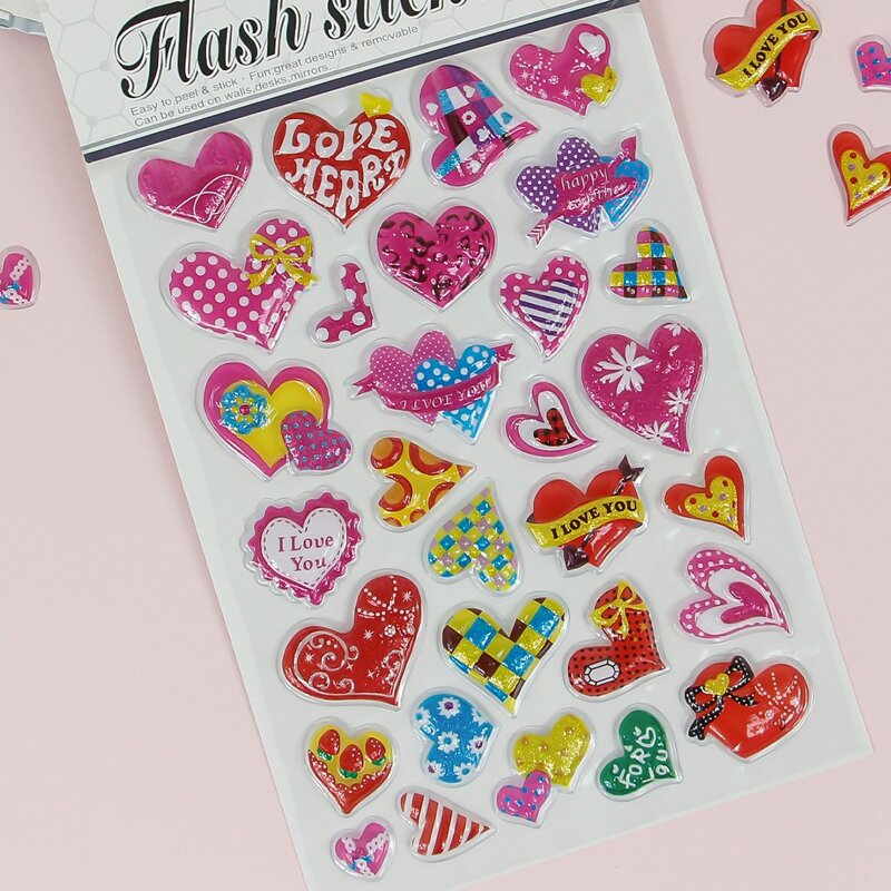 

1sheet Heart Pattern Sticker, Multicolor