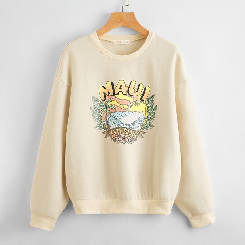 

Letter Graphic Sweatshirt, Apricot
