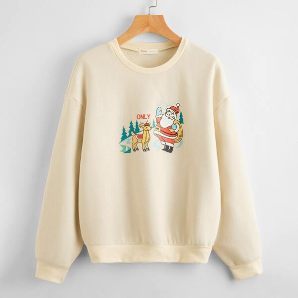 

Мультяшный принт Повседневный Свитшоты, Aбрикосовый