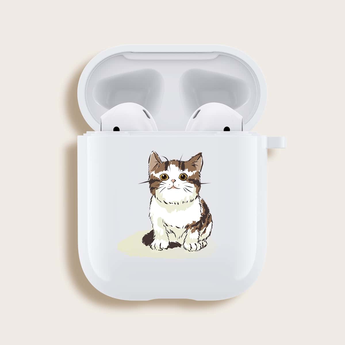 

Cat Pattern Airpods Case, White