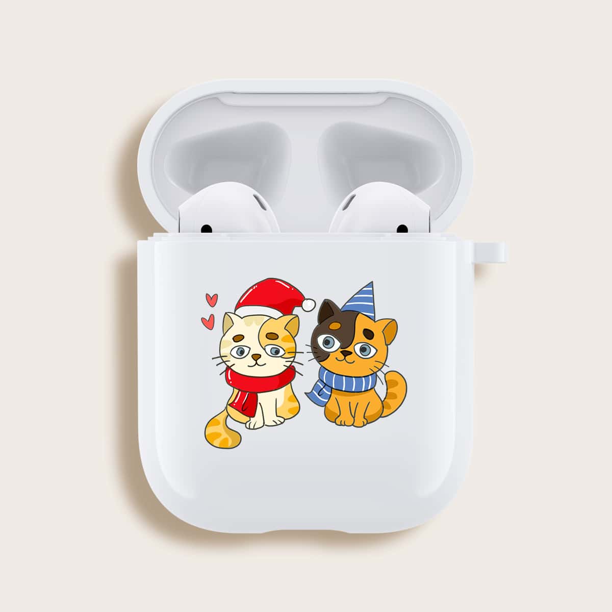 

Cat Pattern Airpods Case, White