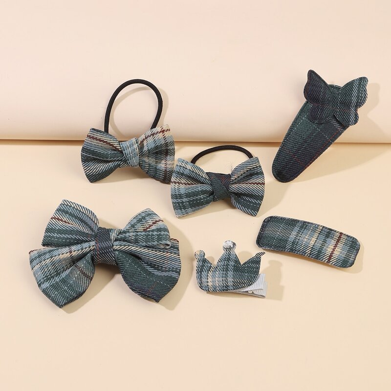

6pcs Tartan Bow Hair Accessory, Multicolor