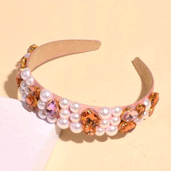 

Faux Pearl & Rhinestone Decor Hair Hoop, Pink
