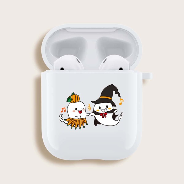 

Хэллоуин чехол для Airpods с мультипликационным принтом, Белый