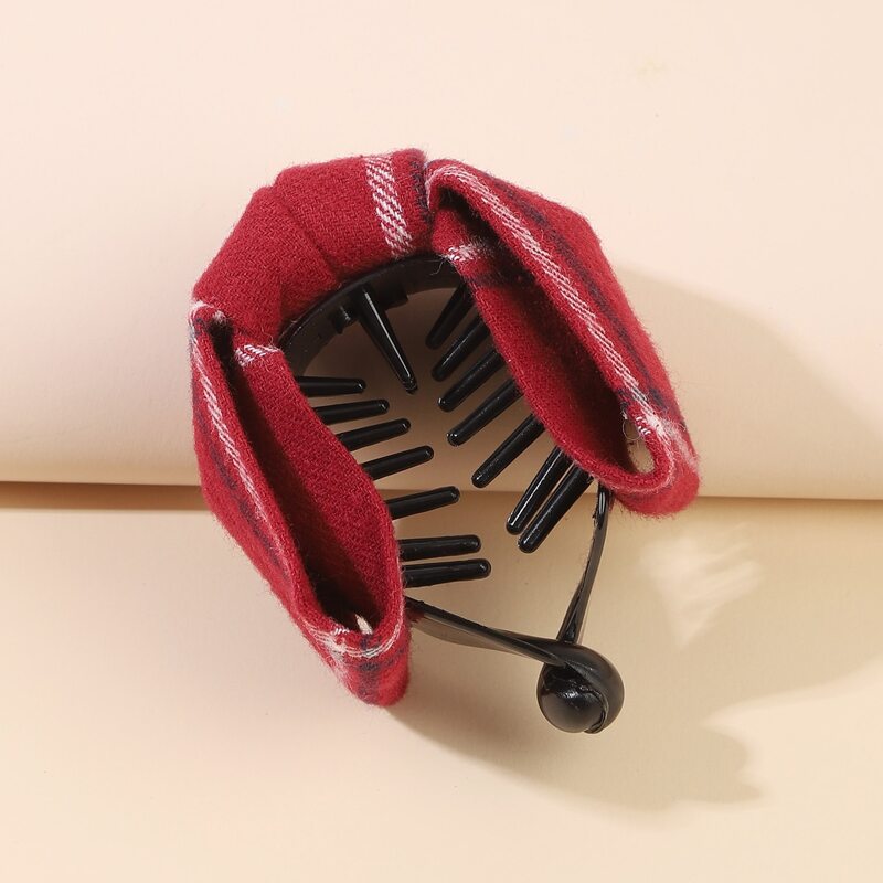 

Plaid Bow Hair Claw, Red